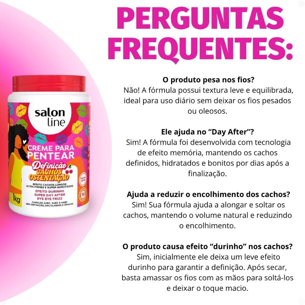 Creme Para Pentear Salon Line Definição Cachos Ostentação 1kg 1kg 7
