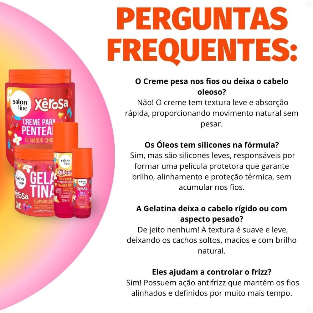 Kit Salon Line Xêrosa Glamour Chic: Creme Para Pentear 800g, Gelatina Capilar, Óleo Sérum e Óleo Capilar 60ml ÚNICO 7