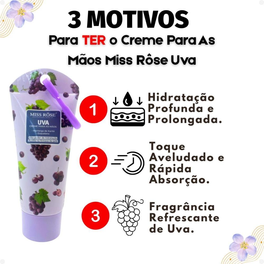 Creme Para As Mãos Miss Rôse Uva 60ml 60ml 5