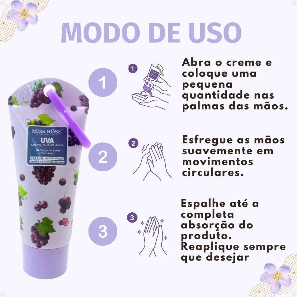 Creme Para As Mãos Miss Rôse Uva 60ml 60ml 6