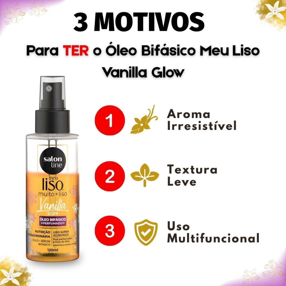Óleo Bifásico Capilar Perfumado Salon Line Meu Liso Muito + Liso Vanilla Glow 120ml 120ml 5