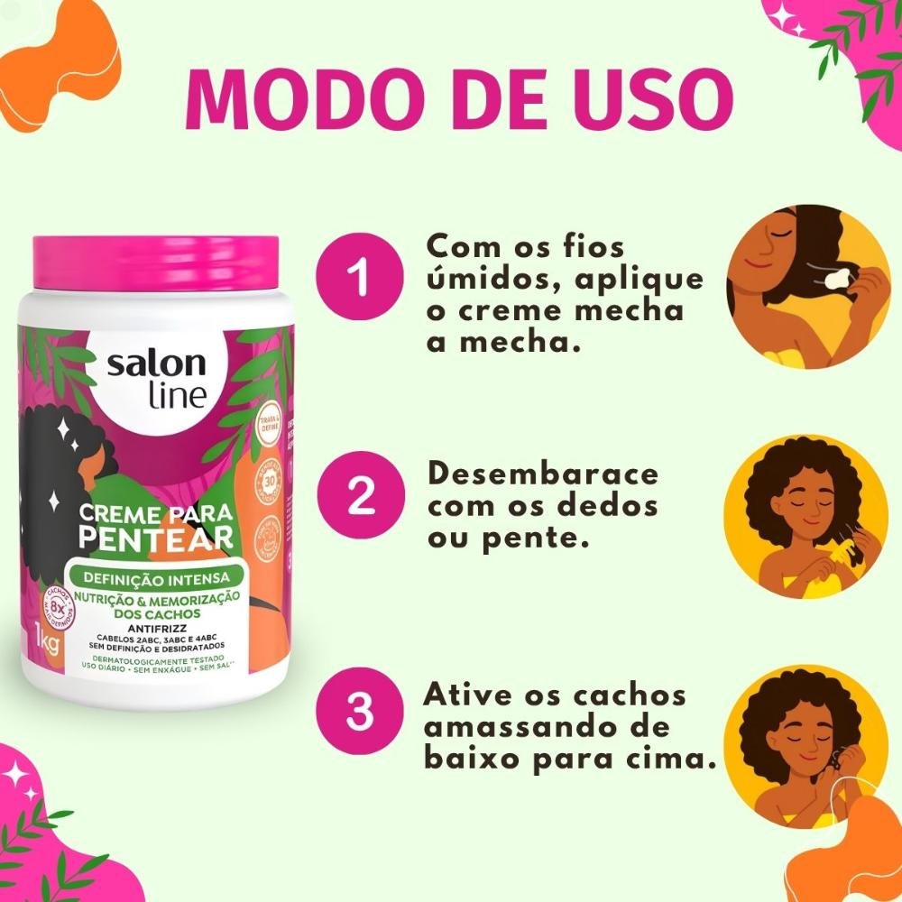 Creme Para Pentear Definição Intensa Salon Line 1kg 1kg 6