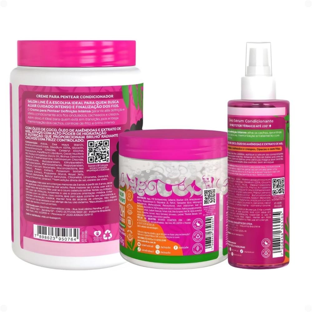 Kit Salon Line Definição Intensa: Creme Para Pentear 1kg, Gelatina Capilar 550g e Óleo Sérum Capilar 200ml ÚNICO 3