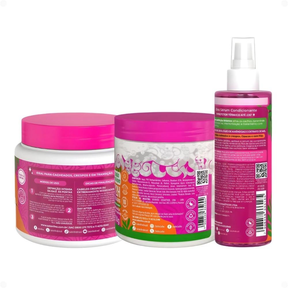 Kit Salon Line Definição Intensa: Creme Para Pentear 500g, Gelatina Capilar 550g e Óleo Sérum Capilar 200ml ÚNICO 3