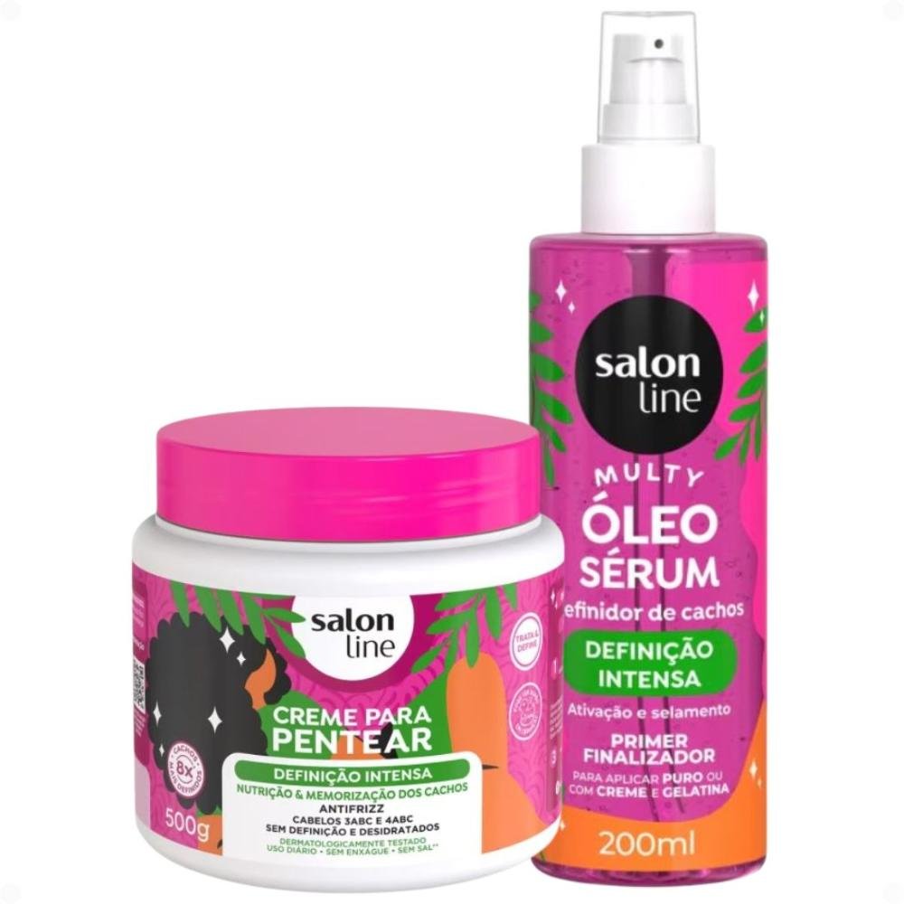 Kit Salon Line Definição Intensa: Creme Para Pentear 500g e Óleo Sérum Capilar 200ml