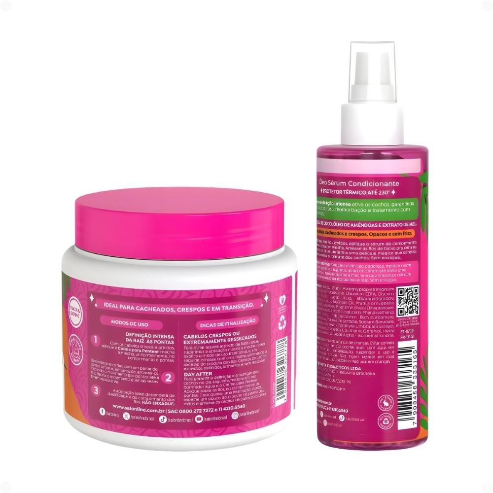 Kit Salon Line Definição Intensa: Creme Para Pentear 500g e Óleo Sérum Capilar 200ml ÚNICO 3