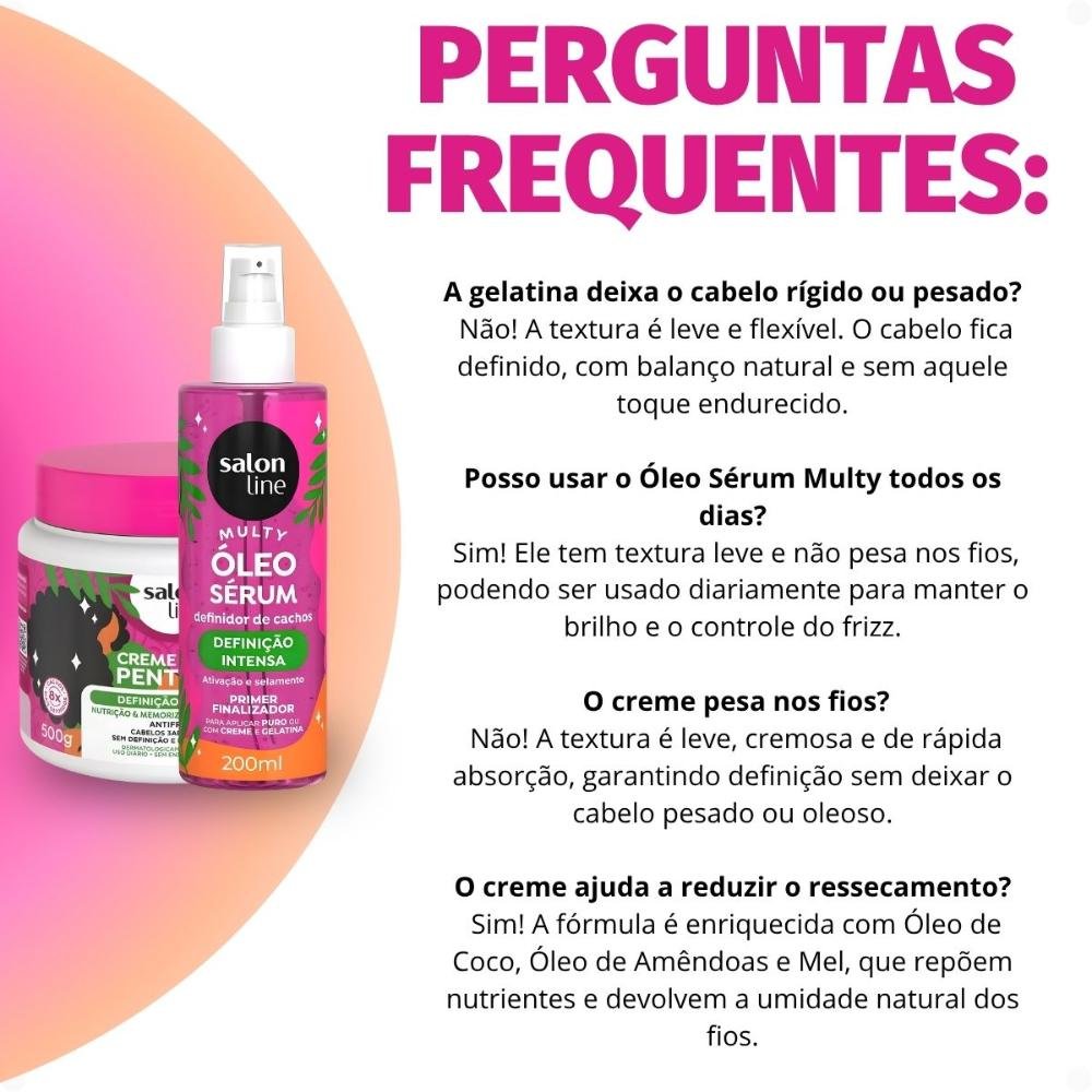 Kit Salon Line Definição Intensa: Creme Para Pentear 500g e Óleo Sérum Capilar 200ml ÚNICO 7