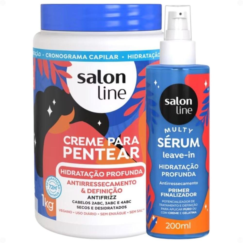 Kit Salon Line Hidratação Profunda: Creme Para Pentear 1kg e Sérum Leave-in Capilar 200ml