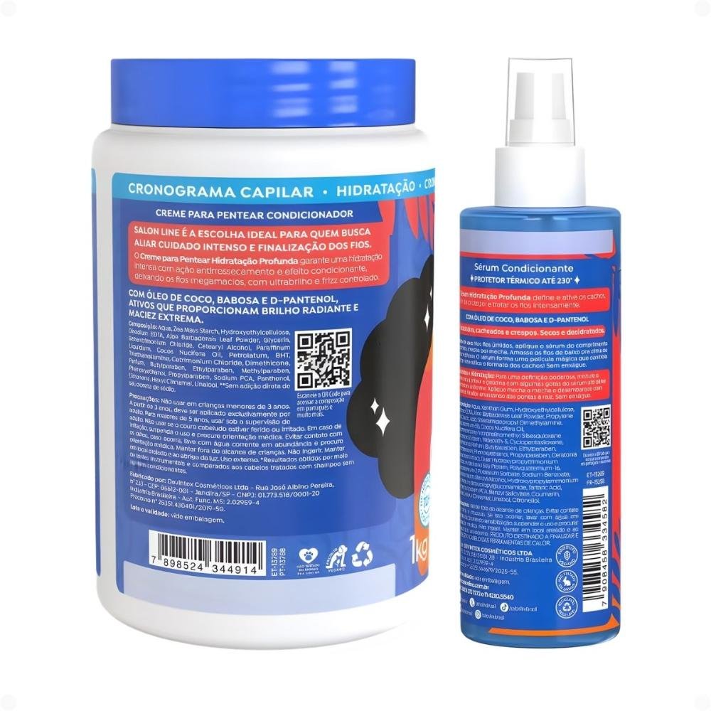 Kit Salon Line Hidratação Profunda: Creme Para Pentear 1kg e Sérum Leave-in Capilar 200ml ÚNICO 3