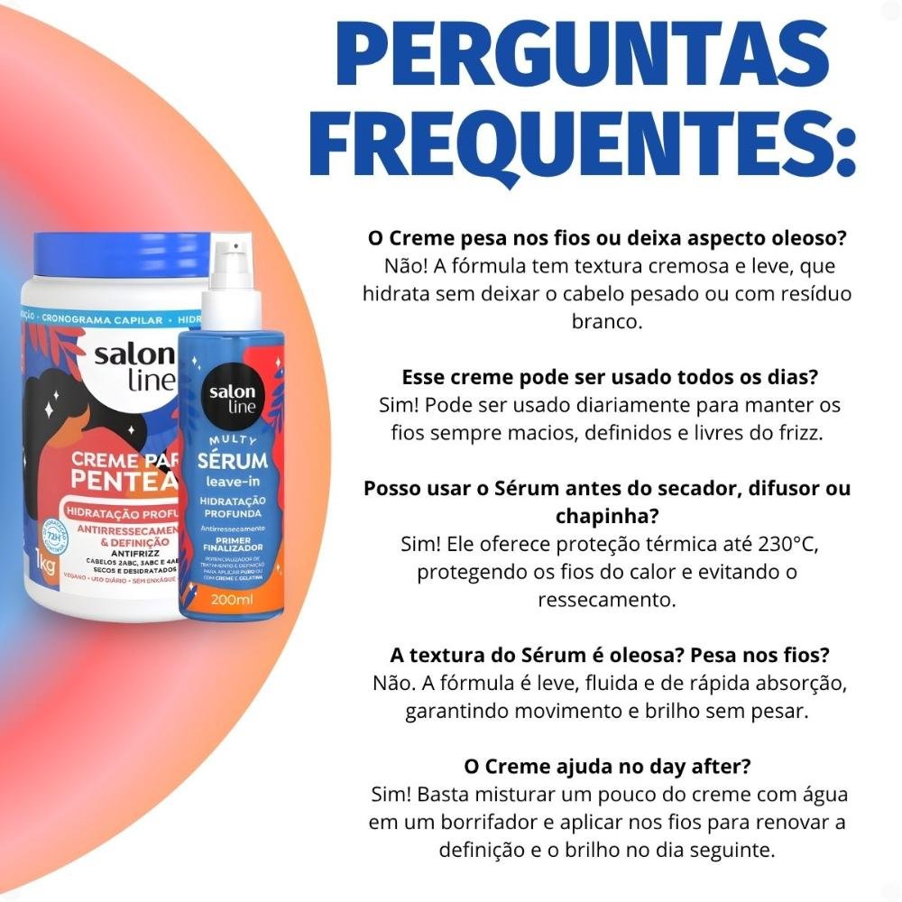 Kit Salon Line Hidratação Profunda: Creme Para Pentear 1kg e Sérum Leave-in Capilar 200ml ÚNICO 7