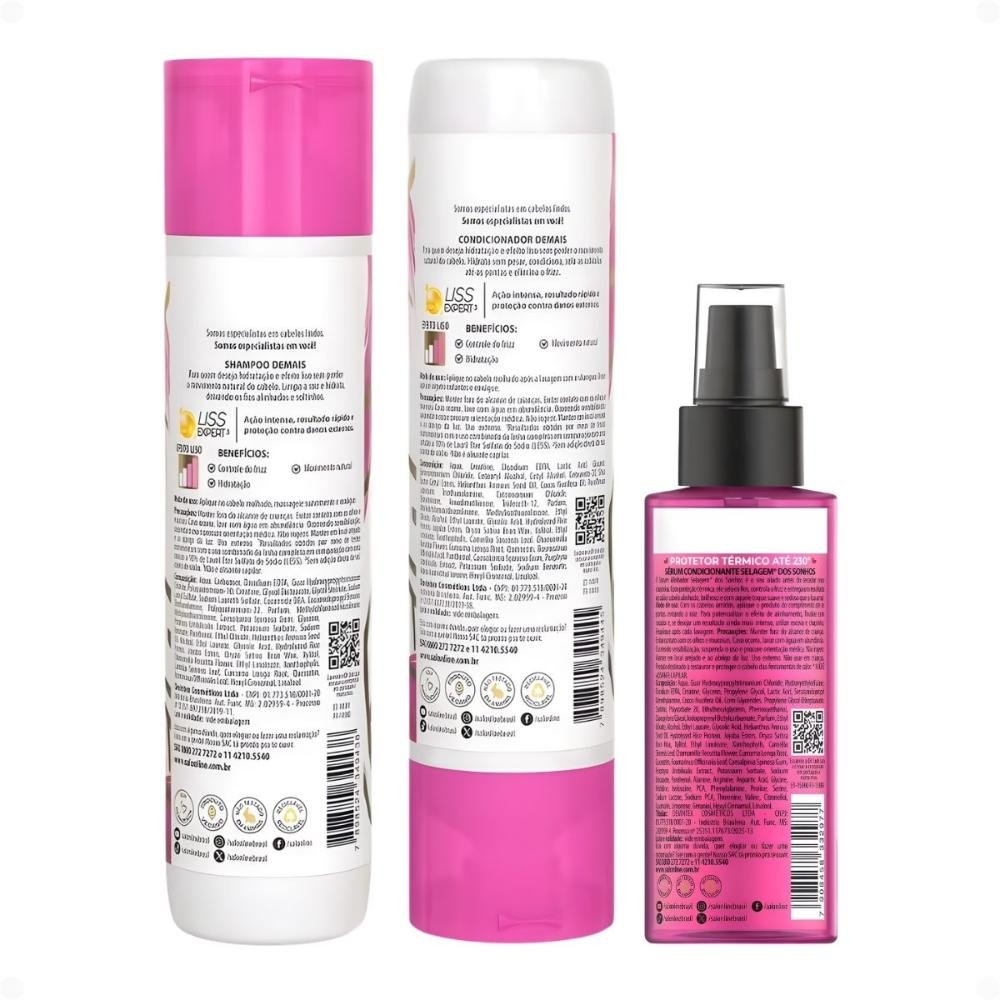 Kit Salon Line Meu Liso Demais: Shampoo, Condicionador 300ml e Sérum Alinhador Capilar 120ml ÚNICO 3