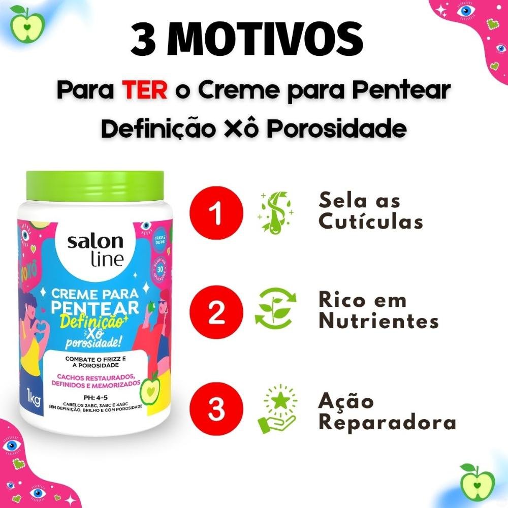 Creme Para Pentear Salon Line Definição Xô Porosidade 1kg 1kg 5