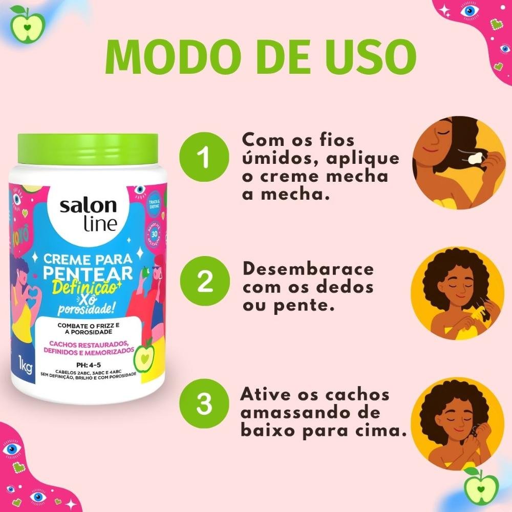 Creme Para Pentear Salon Line Definição Xô Porosidade 1kg 1kg 6