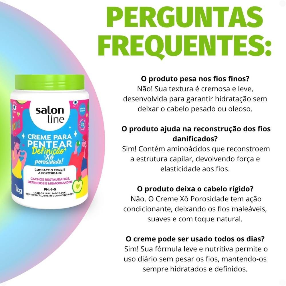 Creme Para Pentear Salon Line Definição Xô Porosidade 1kg 1kg 7