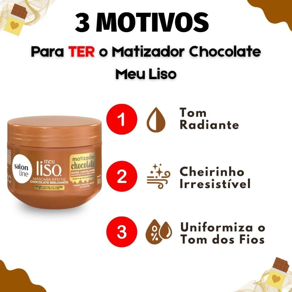 Máscara Matizadora Salon Line Meu Liso Chocolate 300g 300g 5