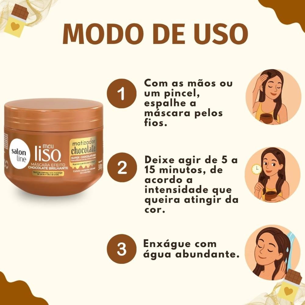 Máscara Matizadora Salon Line Meu Liso Chocolate 300g 300g 6