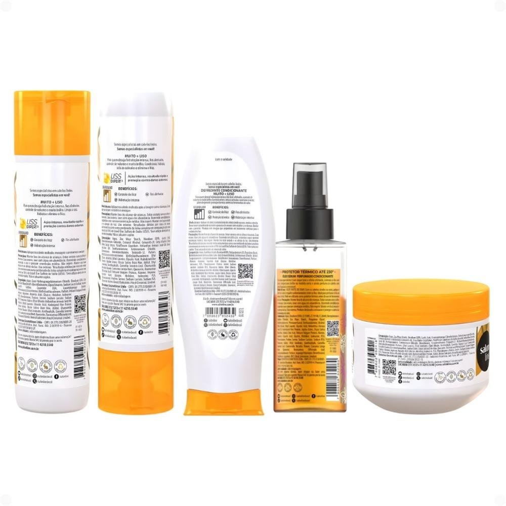 Kit Salon Line Meu Liso Muito + Liso: Shampoo, Condicionador, Máscara 300g, Defrizante e Óleo Bifásico 120ml ÚNICO 3
