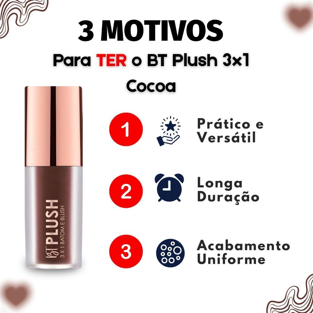 Batom, Blush e Sombra Bruna Tavares Bt Plush 3x1 Cocoa Bps10b ÚNICO 5