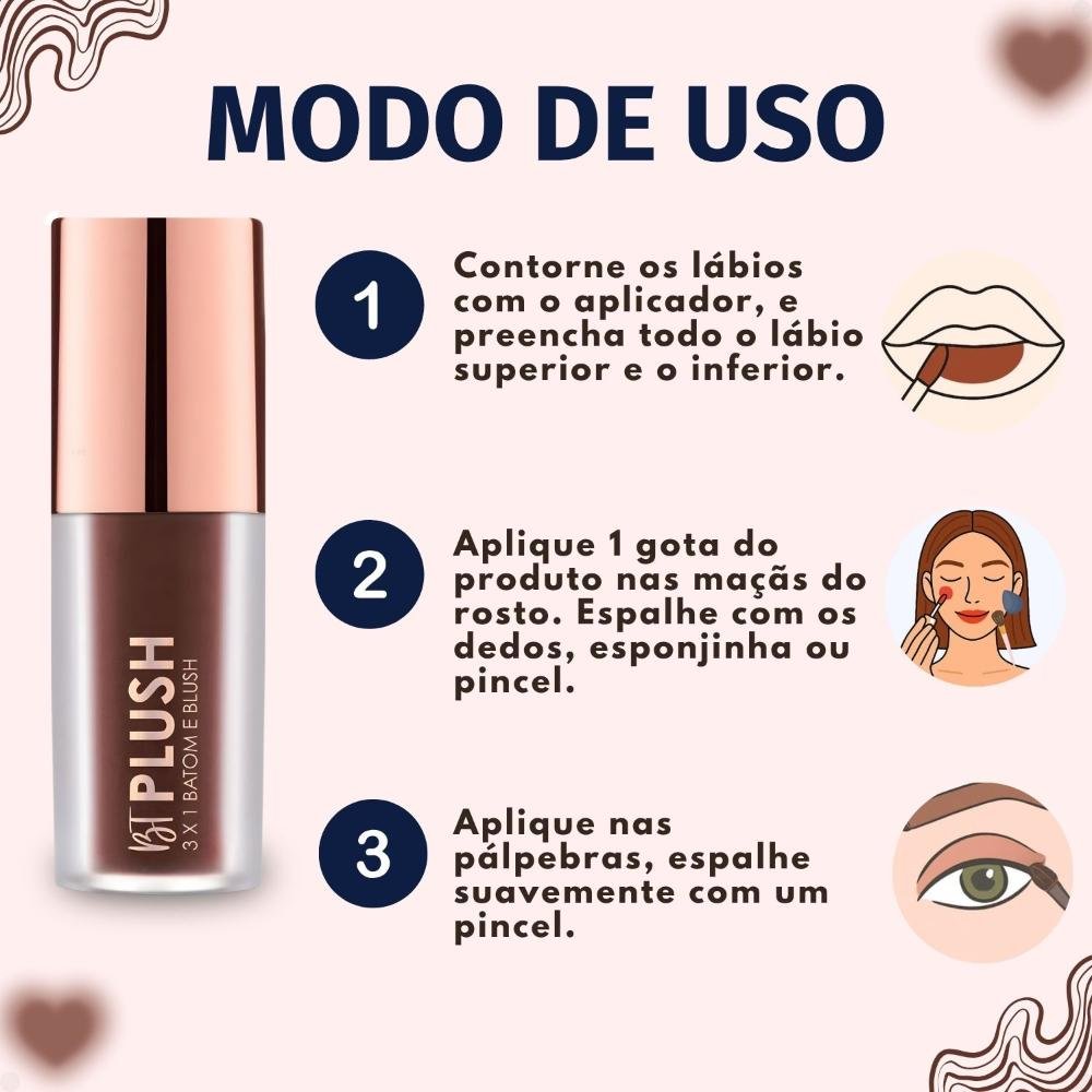 Batom, Blush e Sombra Bruna Tavares Bt Plush 3x1 Cocoa Bps10b ÚNICO 6