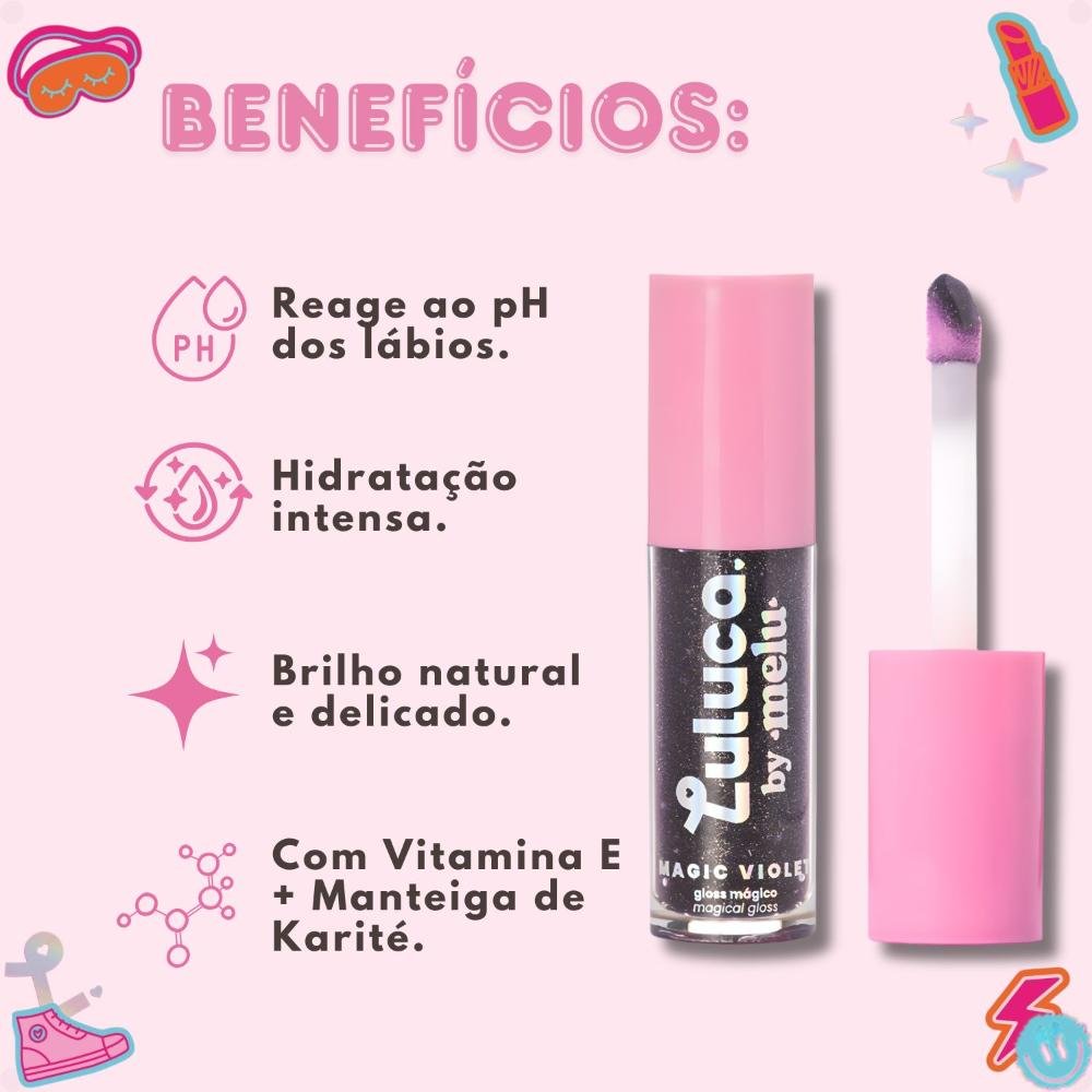 Gloss Mágico Labial Luluca By Melu Magic Violet Rr-l6410 6ml 2