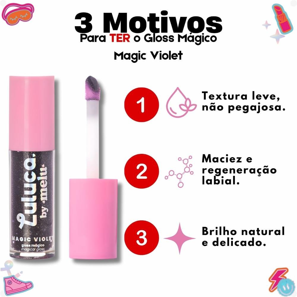 Gloss Mágico Labial Luluca By Melu Magic Violet Rr-l6410 6ml 8