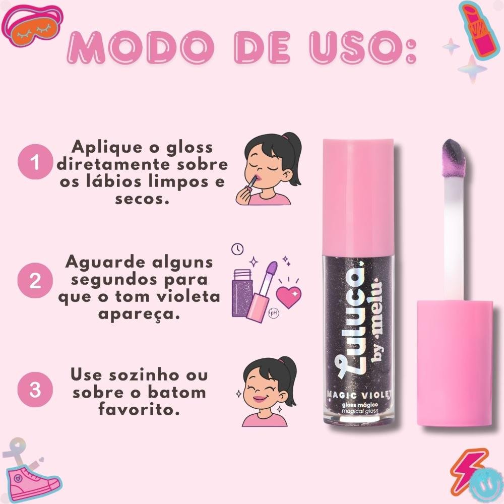 Gloss Mágico Labial Luluca By Melu Magic Violet Rr-l6410 6ml 9