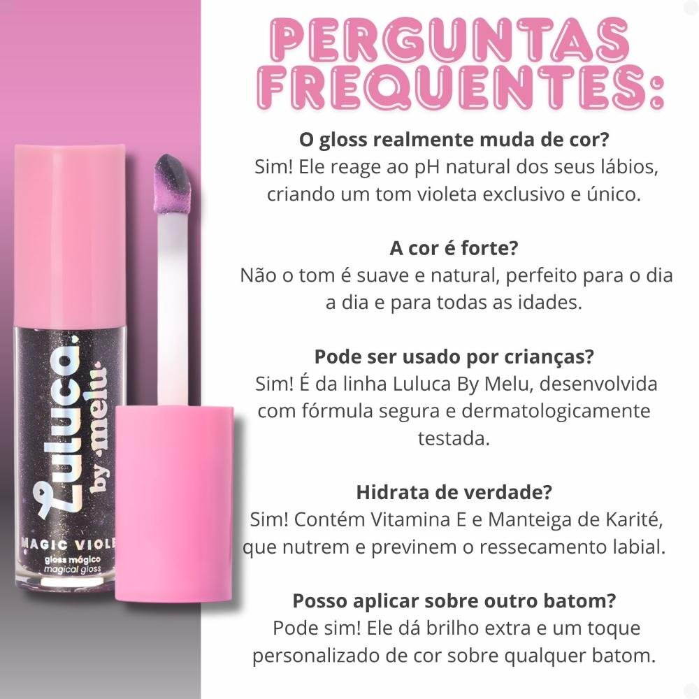 Gloss Mágico Labial Luluca By Melu Magic Violet Rr-l6410 6ml 10