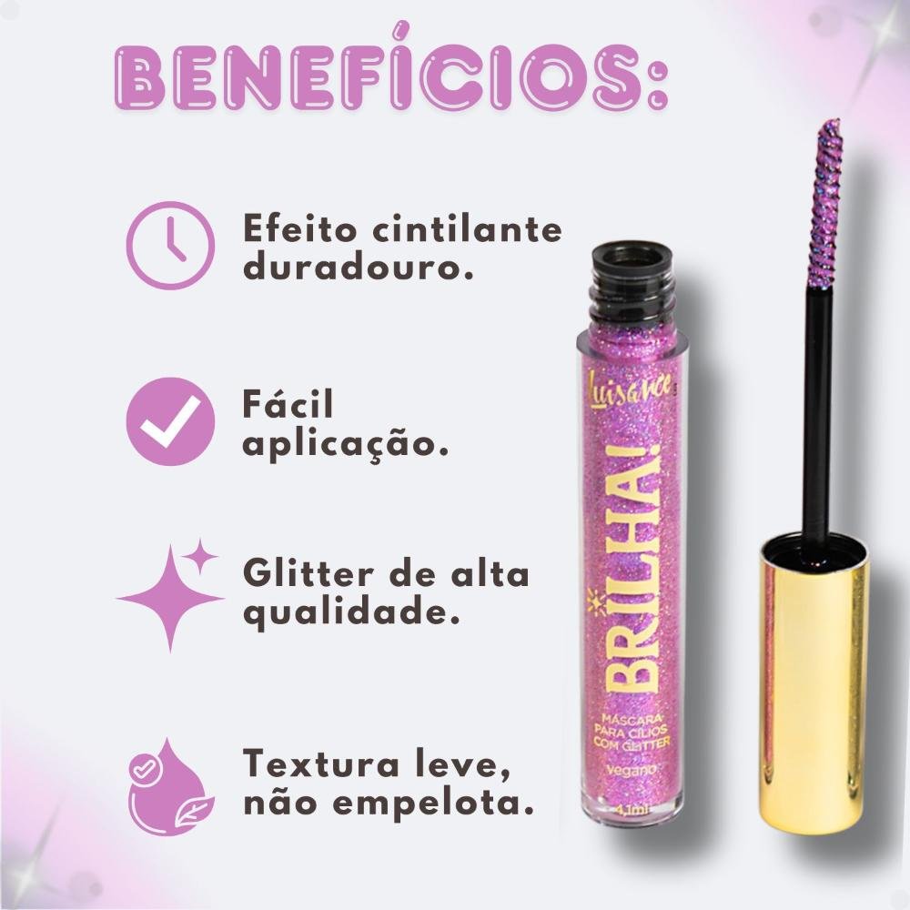 Máscara Para Cílios Com Glitter Luisance Brilha! Toque Final L1119 4,1ml 2