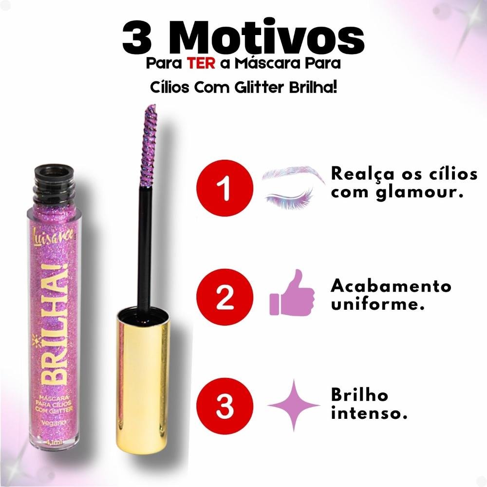 Máscara Para Cílios Com Glitter Luisance Brilha! Toque Final L1119 4,1ml 7
