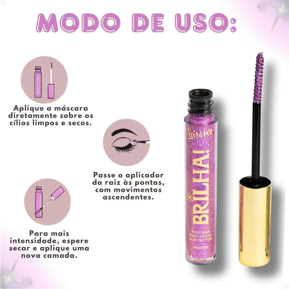 Máscara Para Cílios Com Glitter Luisance Brilha! Toque Final L1119 4,1ml 8