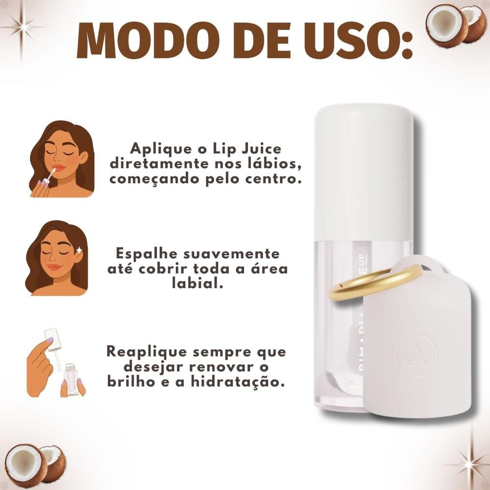 Kit Mari Maria Makeup: Gloss Labial Lip Juice Coco e Case Coco ÚNICO 6