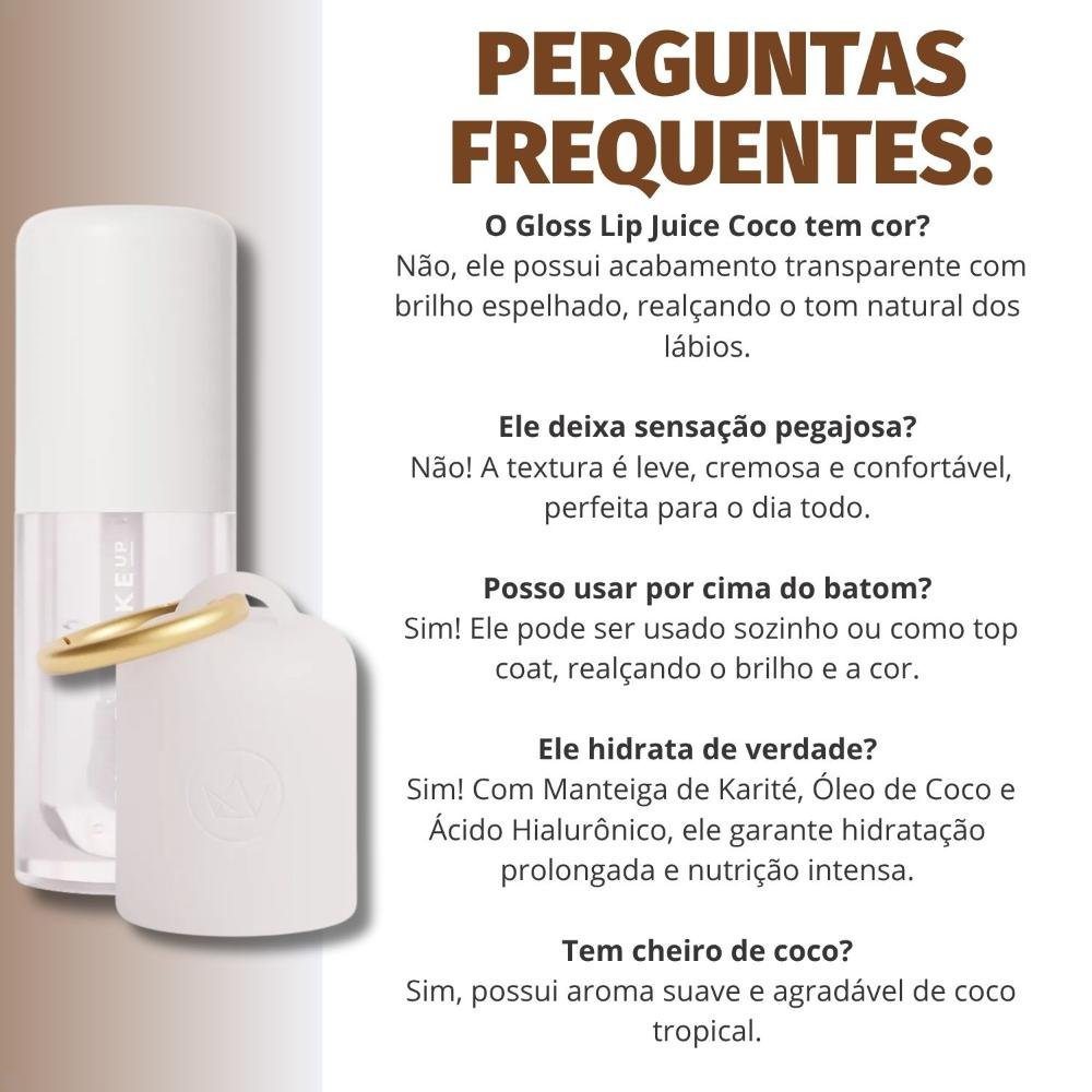 Kit Mari Maria Makeup: Gloss Labial Lip Juice Coco e Case Coco ÚNICO 7