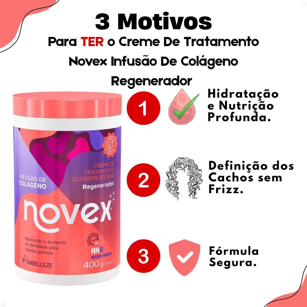 Creme De Tratamento Novex Infusão De Colágeno Regenerador 400g 400g 4