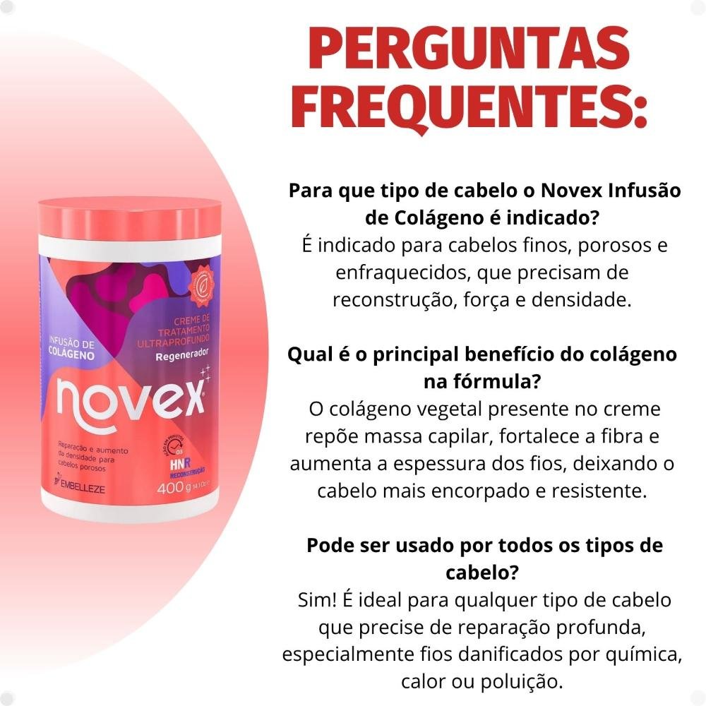 Creme De Tratamento Novex Infusão De Colágeno Regenerador 400g 400g 6