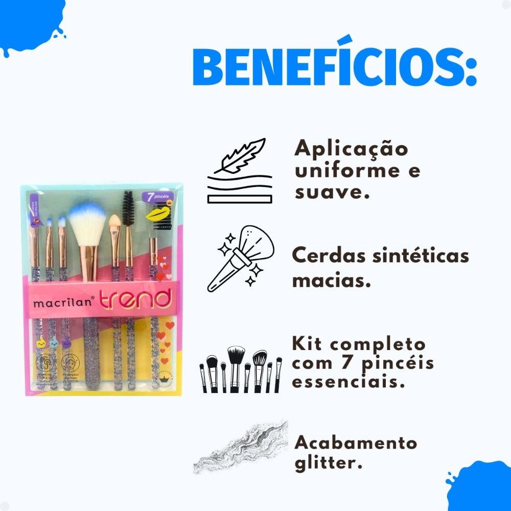Kit Com 7 Pincéis Macrilan Trend Cores Variadas Mt09 ÚNICO 2