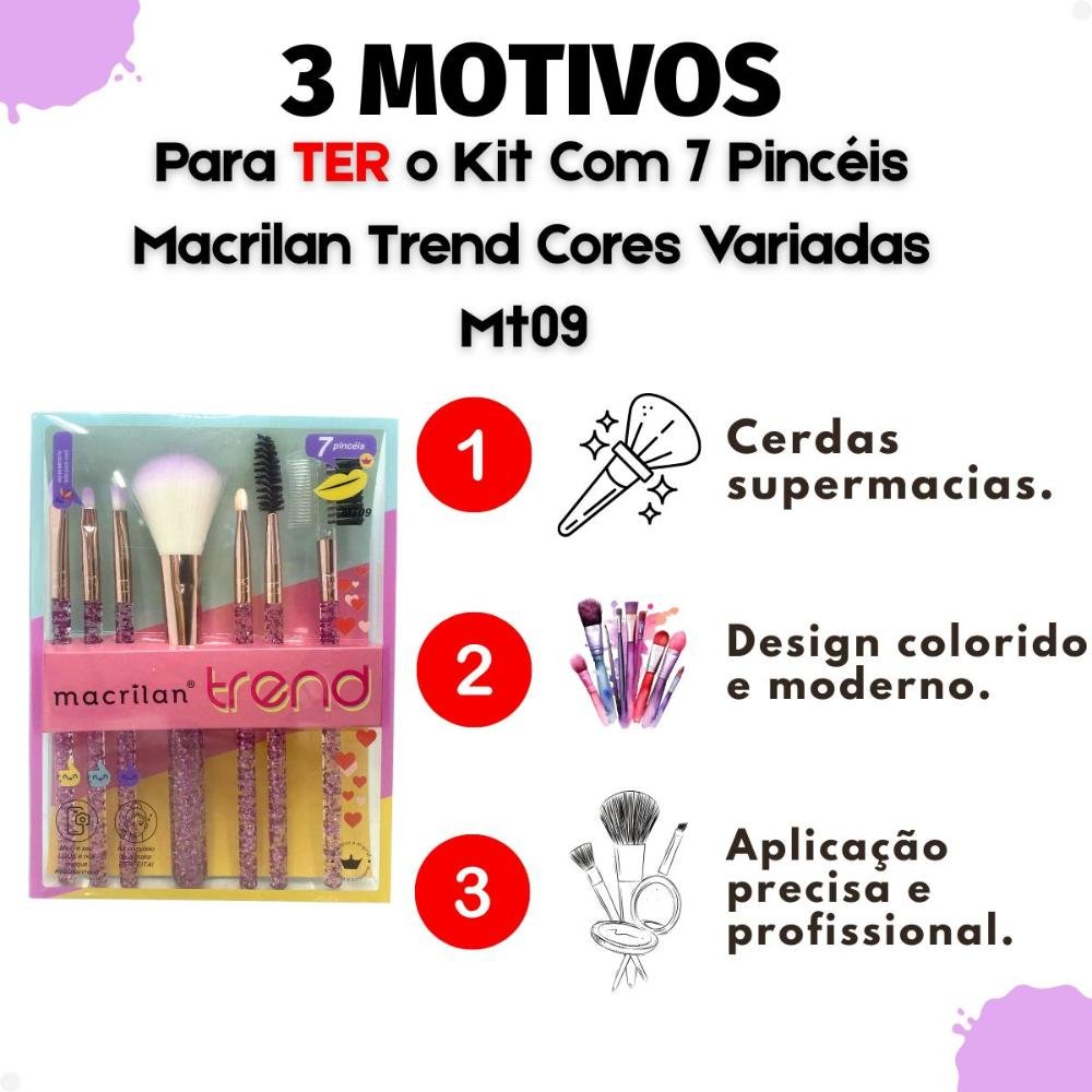 Kit Com 7 Pincéis Macrilan Trend Cores Variadas Mt09 ÚNICO 5