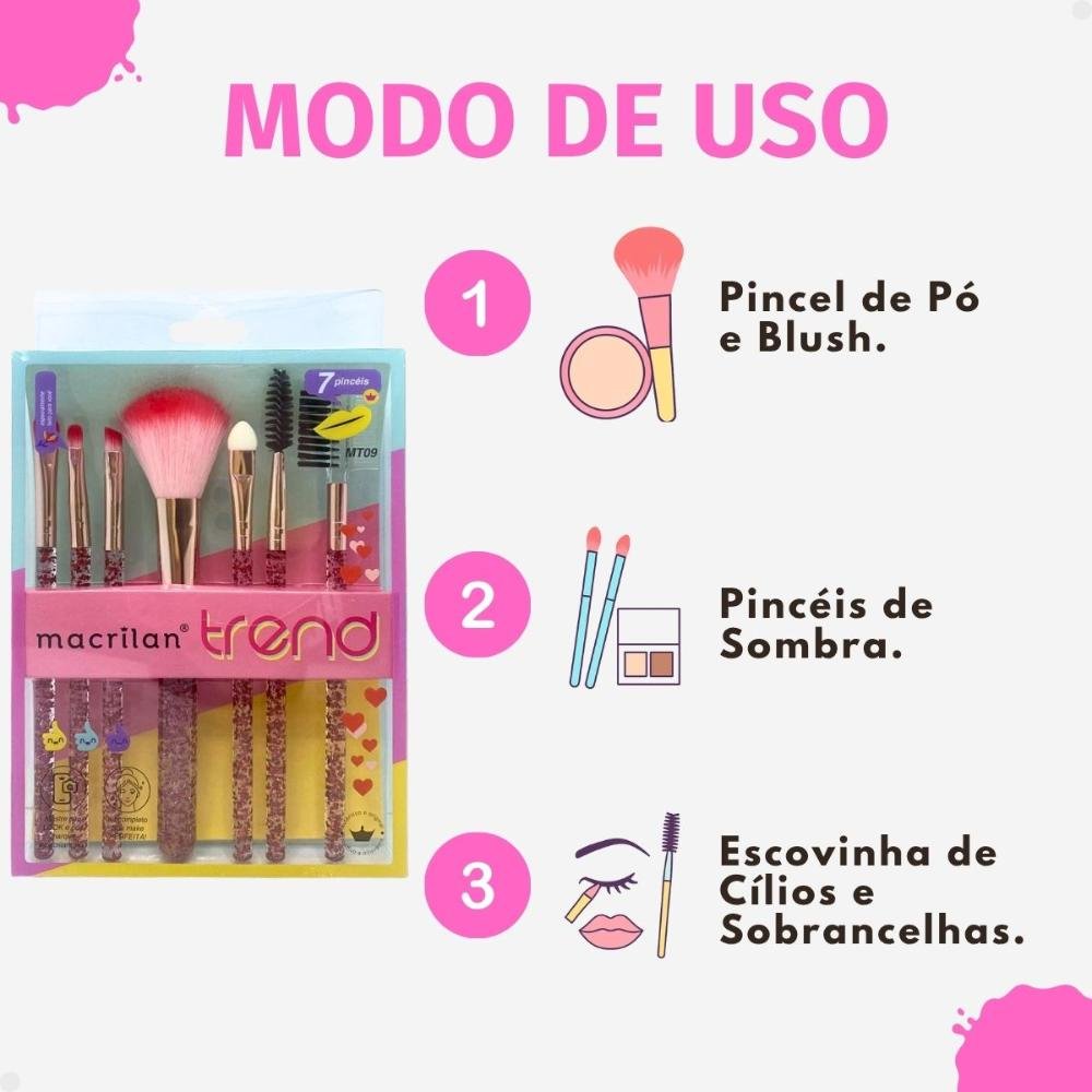 Kit Com 7 Pincéis Macrilan Trend Cores Variadas Mt09 ÚNICO 7