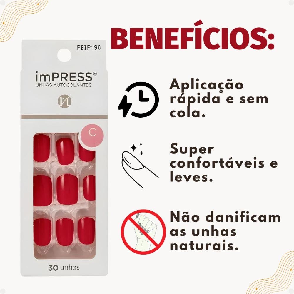 Unhas Autocolantes Kiss New York Quadrado Curto Call My Ag Fbip190 Vermelho 3