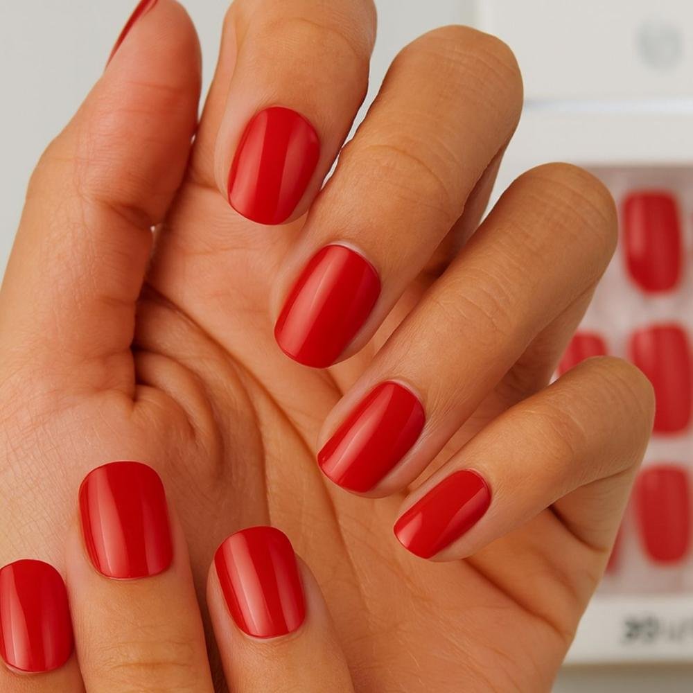 Unhas Autocolantes Kiss New York Quadrado Curto Call My Ag Fbip190 Vermelho 4