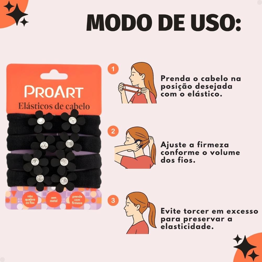 Elásticos De Cabelo Proat Flor Cor Preto Ec11b Preto 9