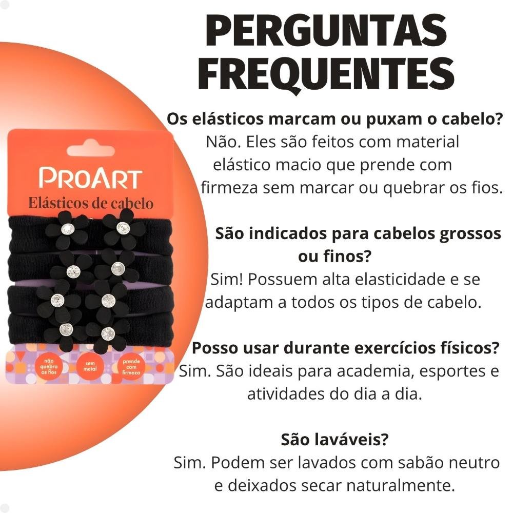 Elásticos De Cabelo Proat Flor Cor Preto Ec11b Preto 10
