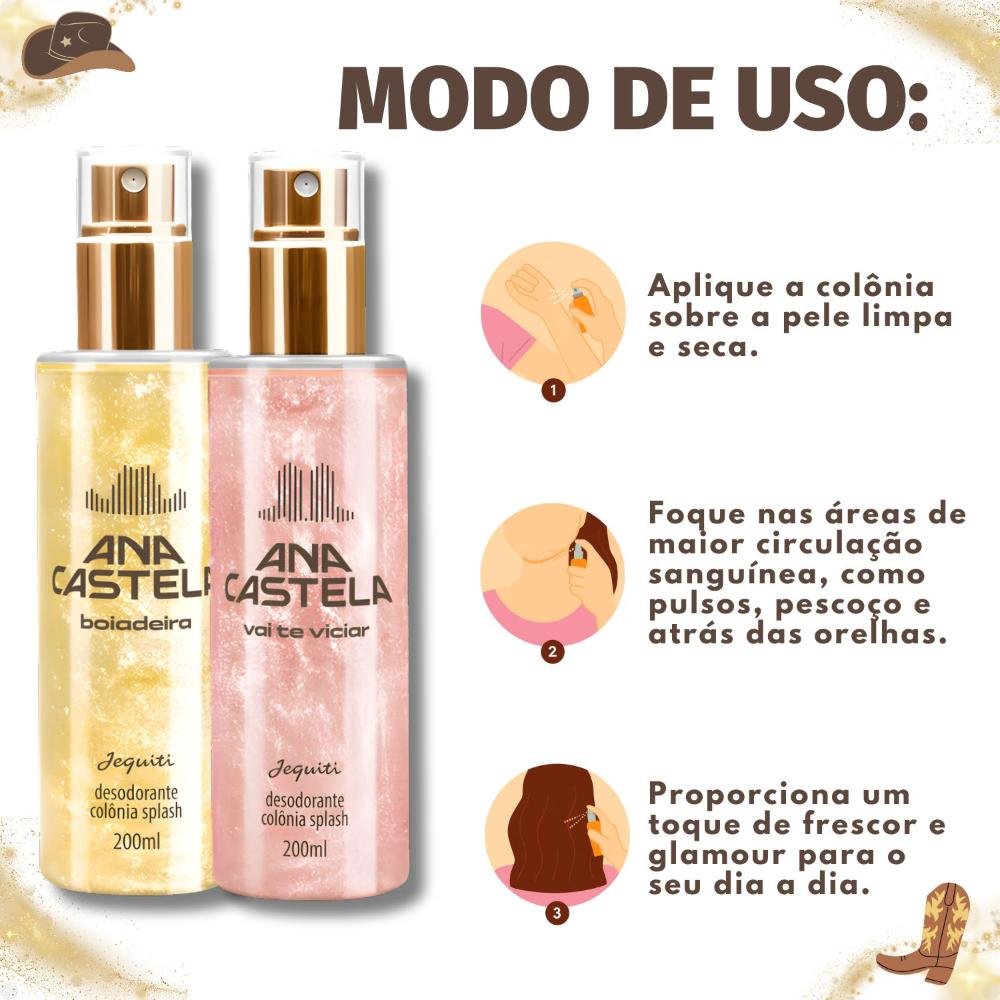 Kit Jequiti Colônia Splash: Boiadeira e Vai Te Viciar 200ml ÚNICO 6