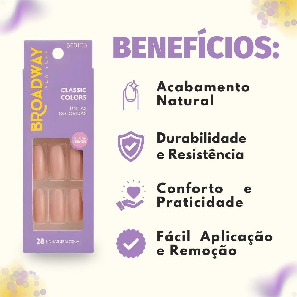 Unhas Postiças Broadway Kiss Ny Classic Colors Bailarina Longo Moonlight Bc013b Rosa 2