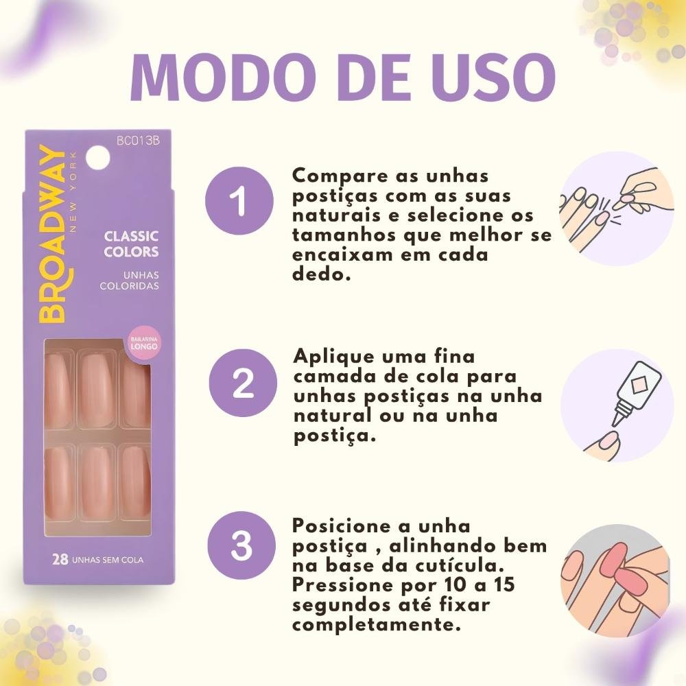 Unhas Postiças Broadway Kiss Ny Classic Colors Bailarina Longo Moonlight Bc013b Rosa 5