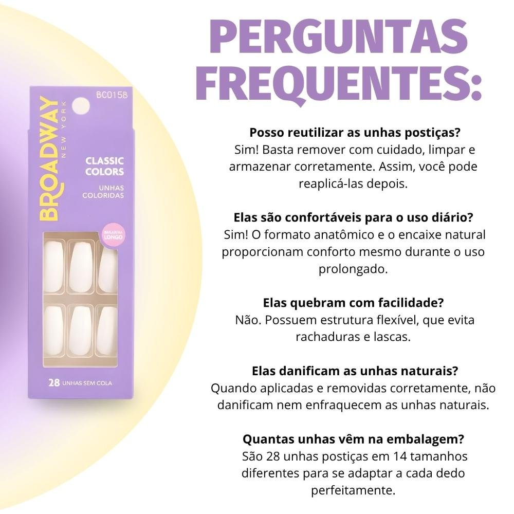 Unhas Postiças Broadway Kiss Ny Classic Colors Bailarina Longo Denim Bco15b Branco 6