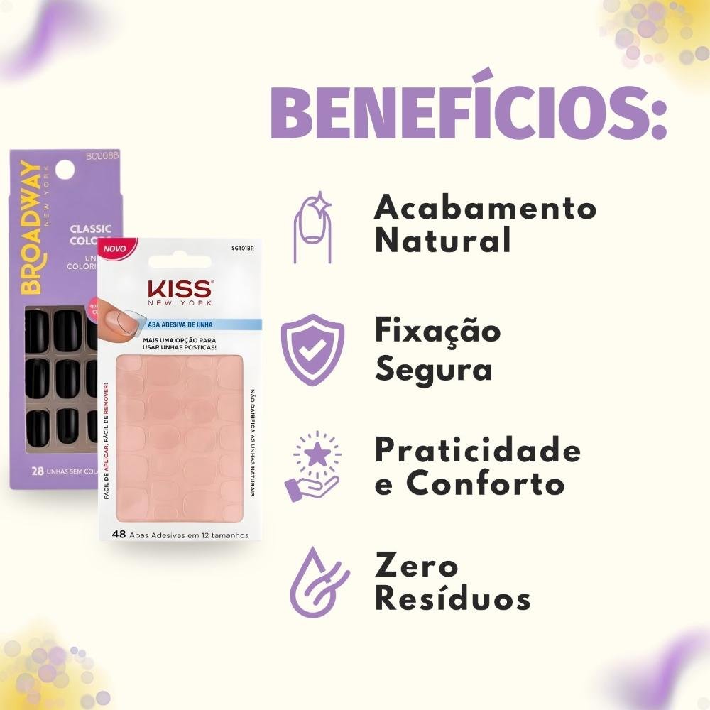 Unhas Postiças Broadway Kiss Ny Classic Colors Quadrado Curto Matcha Bco08b ÚNICO 2