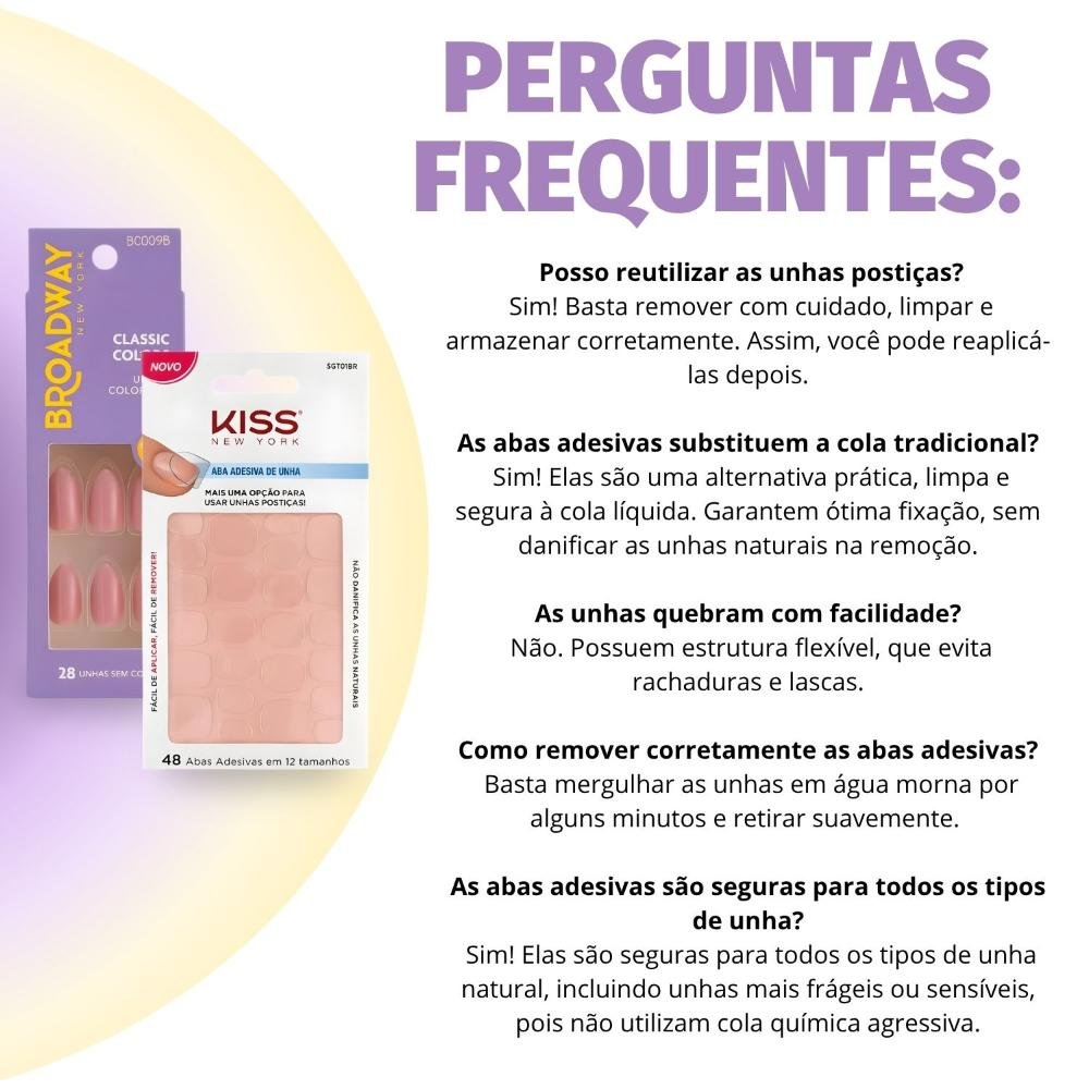 Kit Kiss New York: Unhas Postiças Stiletto Médio Forest e Abas Adesivas De Unhas ÚNICO 7