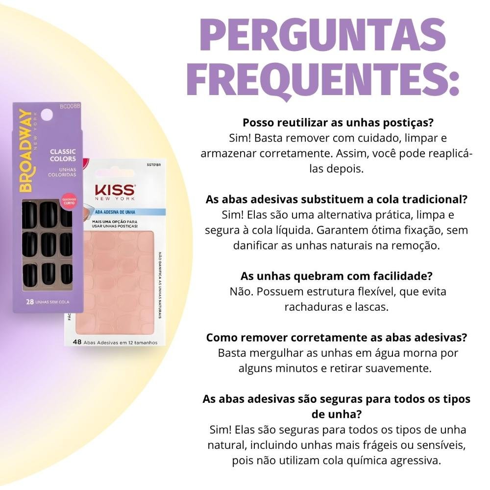 Kit Kiss New York: Unhas Postiças Quadrado Curto Matcha e Abas Adesivas Unhas ÚNICO 7