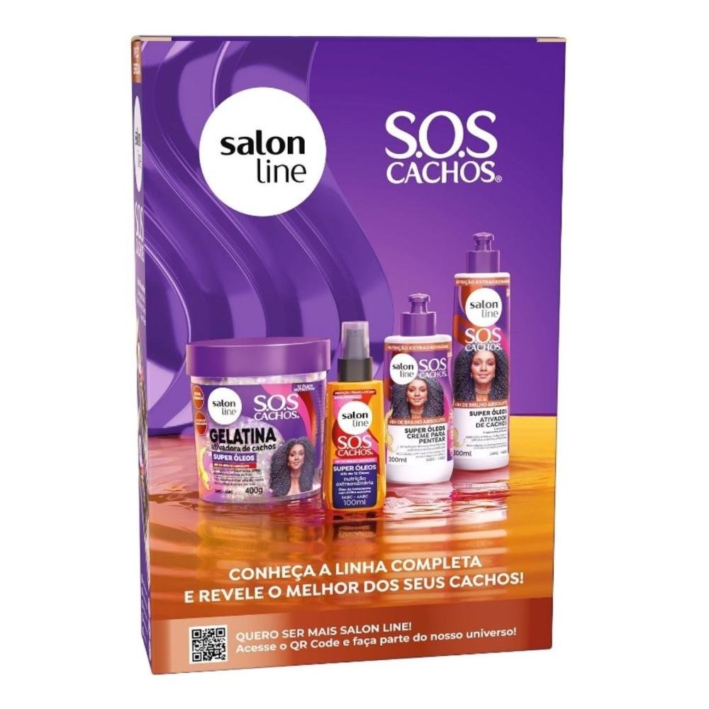 Kit Salon Line SOS Cachos Super Óleos: Shampoo 300ml e Condicionador 200ml 200ml 3