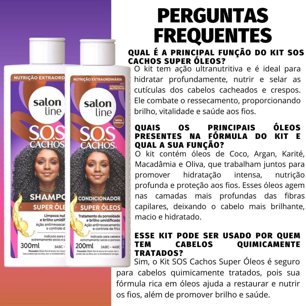 Kit Salon Line SOS Cachos Super Óleos: Shampoo 300ml e Condicionador 200ml 200ml 5